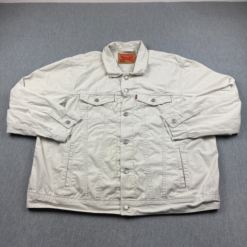 Levis Trucker Jacket Men 2XL XXL Beige Relaxed Fit Western Cowboy‎ Rodeo Classic